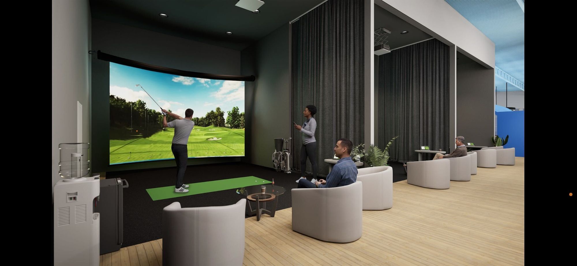 Golf simulator bay at GamePoint